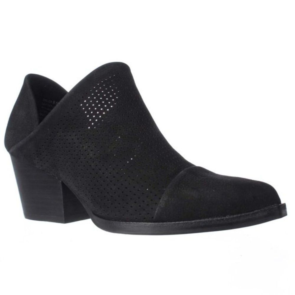 STEVEN Steve Madden Skelos Western Ankle Bootie Black Perforated Nubuck Leather